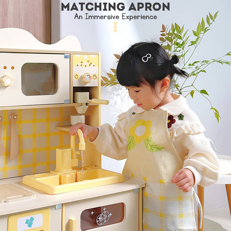 Wooden Kitchen Play Set with Matching Apron