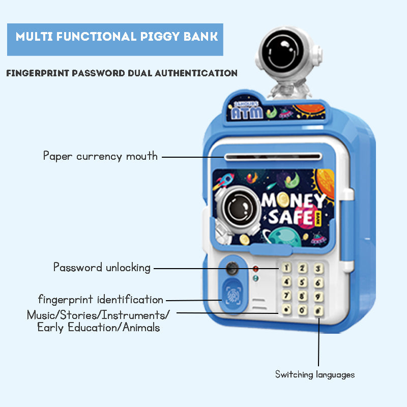ATM Bank Savings Box Fingerprint Money Savings Box Coin Machine Children's Multi functional Safe Box