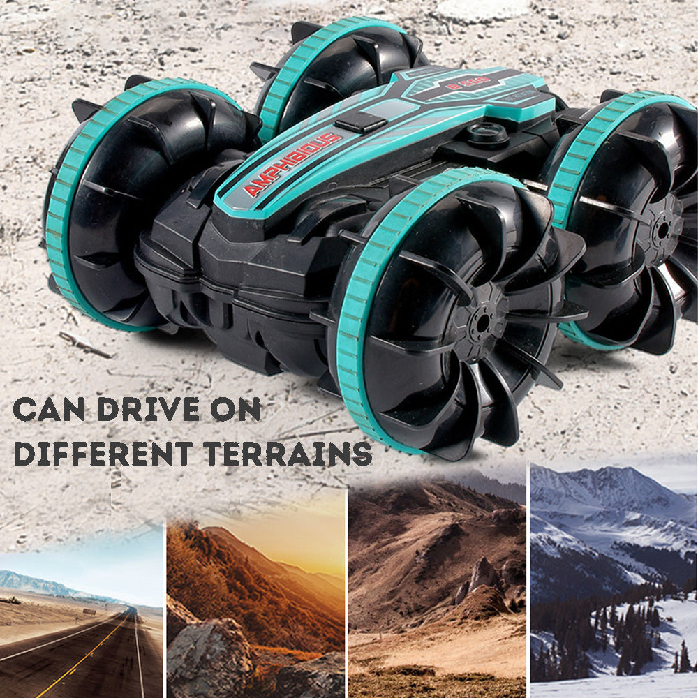Kid's Remote Control Amphibious Stunt Vehicle 360 Degree Rotation Remote Control Car Toy Boys Birthday Gift