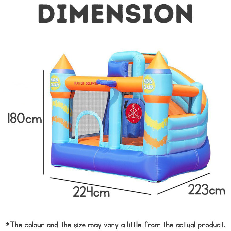 Kids Bouncy Castle with Trampoline & Slide – Inflatable Indoor Outdoor Jumping Playhouse with Blower