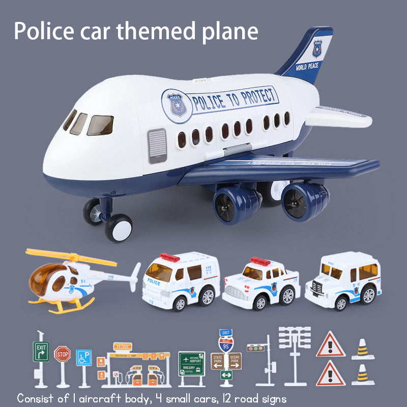 Transport Cargo Airplane Toy Playset with Music, Lights, and Mini Vehicle Cars