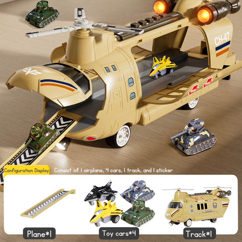 Large Children's Airplane Helicopter Transporter for Boys Educational Toy Realistic Sound Light Effects