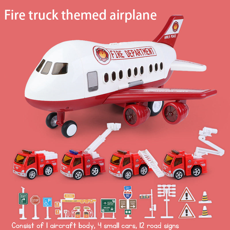 Transport Cargo Airplane Toy Playset with Music, Lights, and Mini Vehicle Cars