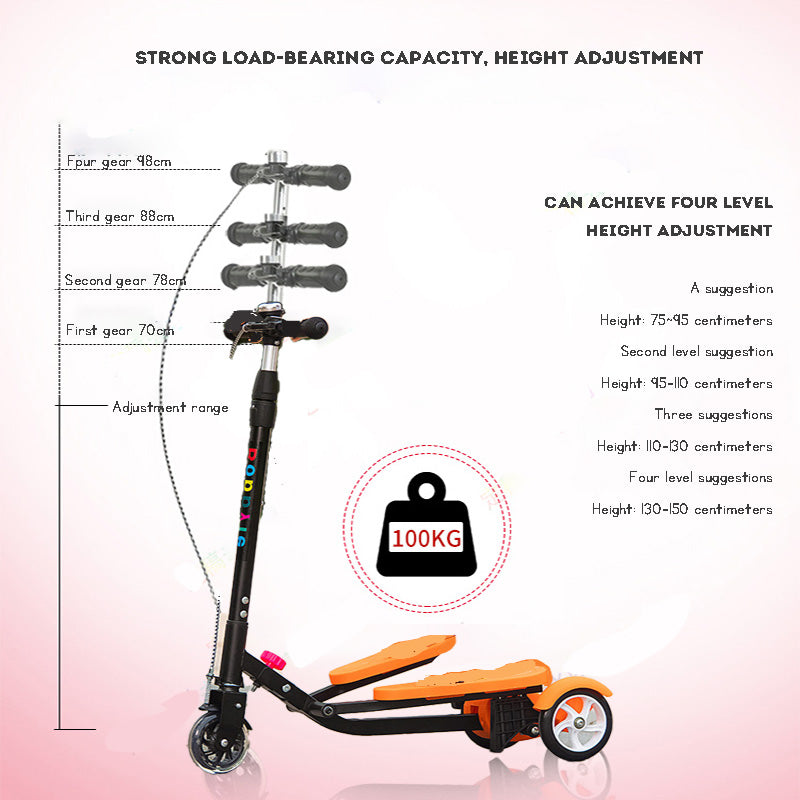 Children's Scooter 3 Light Wheels Foldable Portable Scooter Children's Outdoor Sports Equipment