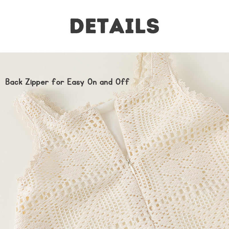 Girl Dress Kids Dress Girls Summer Dress Lace Hollow Out Spaghetti Strap Dress Sleeveless 1-5Y