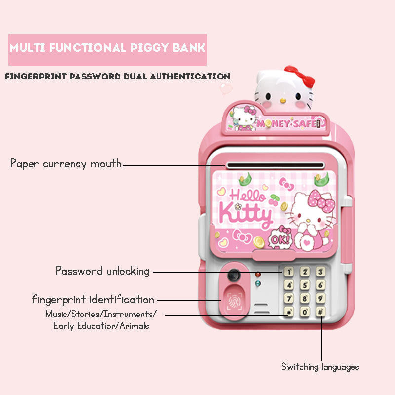 ATM Bank Savings Box Fingerprint Money Savings Box Coin Machine Children's Multi functional Safe Box