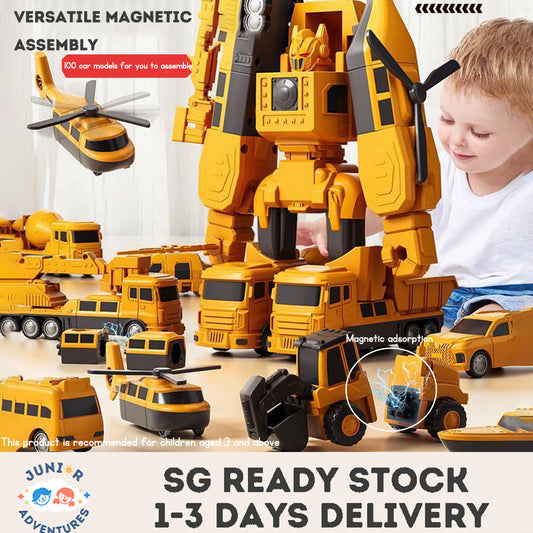 Magnetic Transformation Engineering Car Assembled Toy Deformation Robot Car Toy For Kids