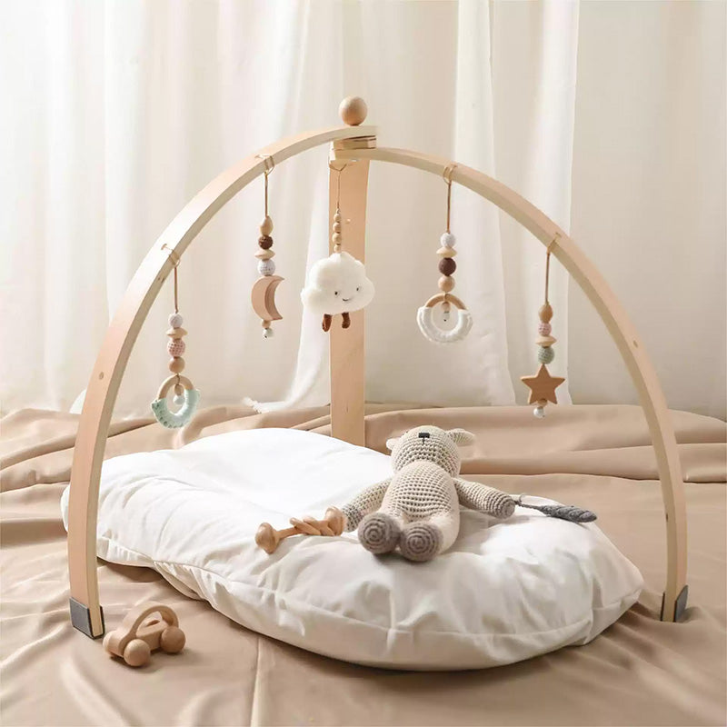 Baby Grip Toy Wooden Triangle Fitness Stand Newborn Sports Fitness Stand Baby Wooden Toy