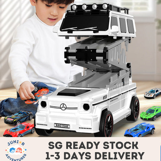 Transforming Track Car Toy with Storage – Kids Transport Car Container Playset | Vehicle Organizer & Racing Fun