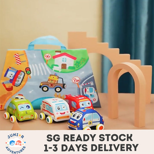 Baby toys Children's early education educational toys portable detachable baby cartoon cloth toy car set