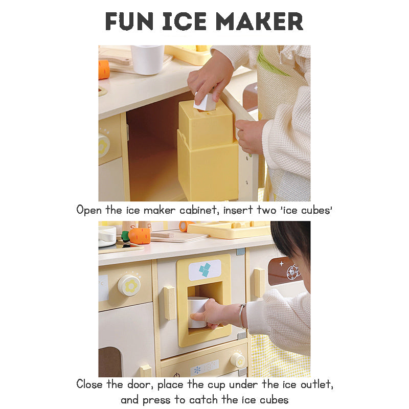 Wooden Kitchen Play Set with Fun Ice Maker