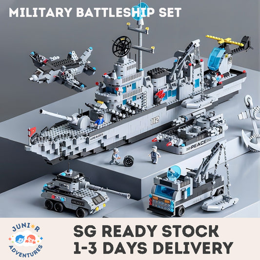 Military Battleship Building Block Set – Missile Destroyer Ship Model Kit for Kids & Adults | Creative STEM Toy Gift