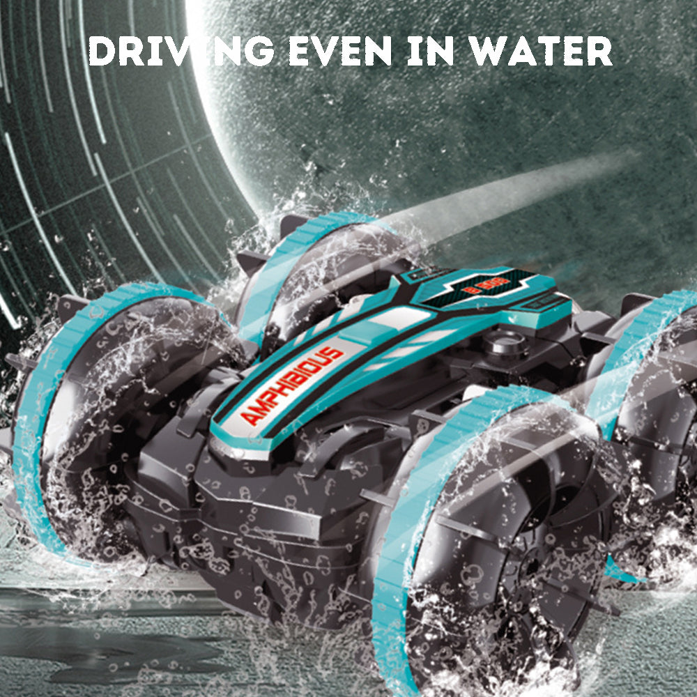 Kid's Remote Control Amphibious Stunt Vehicle 360 Degree Rotation Remote Control Car Toy Boys Birthday Gift