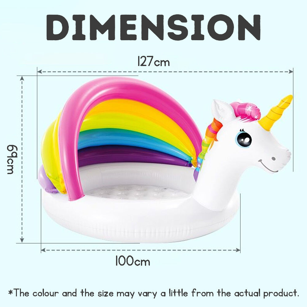 Unicorn Rainbow Canopy Inflatable Pool for Kids – Summer Fun Baby & Toddler Wading Pool
