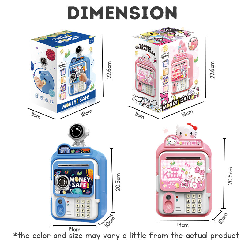 ATM Bank Savings Box Fingerprint Money Savings Box Coin Machine Children's Multi functional Safe Box