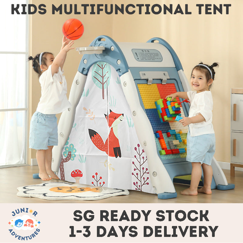 Kids Foldable Tent Playhouse - Multifunctional Indoor Toy for Drawing, Building Blocks & Play
