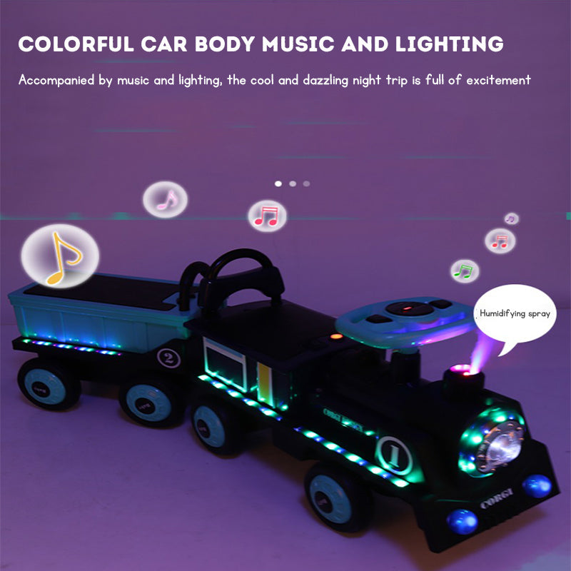 Children Electric Ride On Train Toy Remote Control Electric Train Double Seat Toy Car Sliding Car