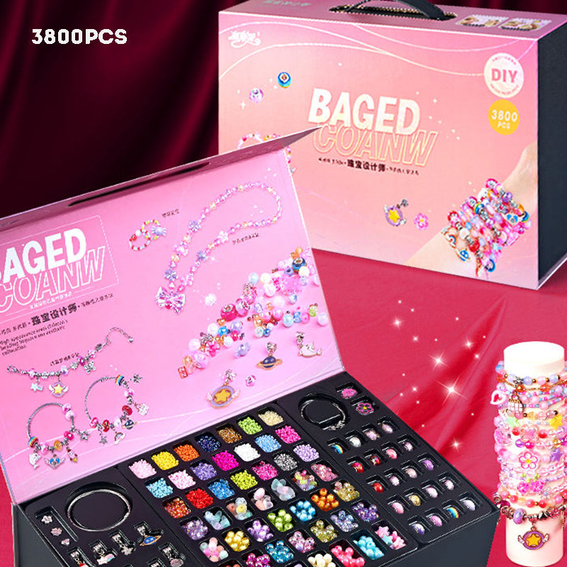 DIY Jewelry Gift Set for Girls – Bead Bracelet, Ring & Necklace Craft Kit with Accessories