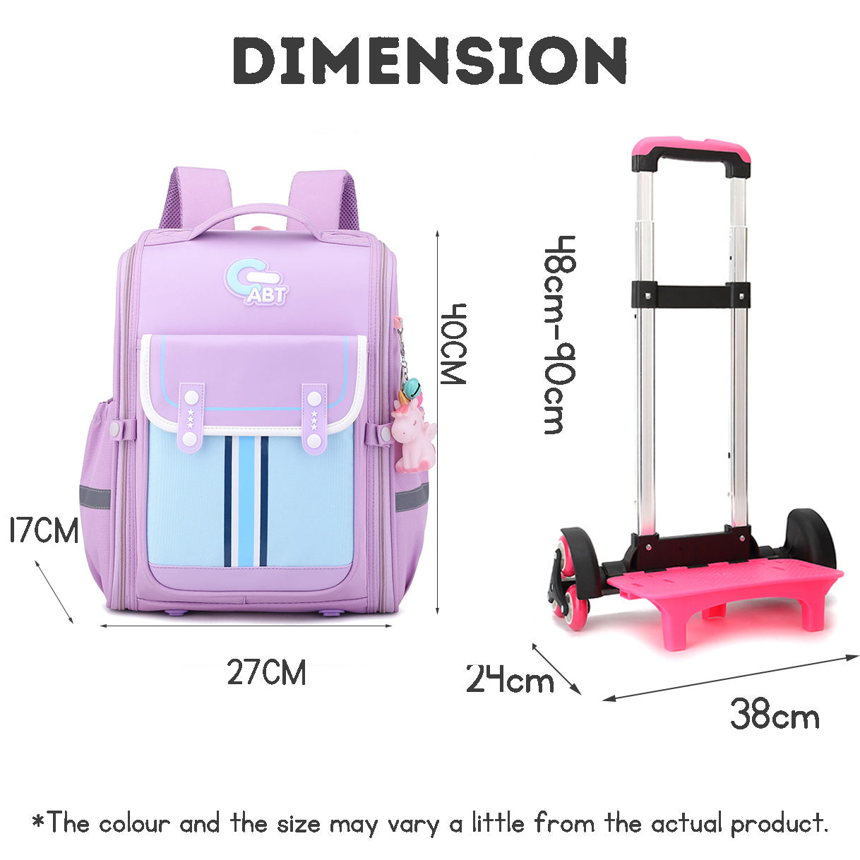 Kids Trolley Backpack Detachable Trolley Bag Luggage School Bag With Wheels