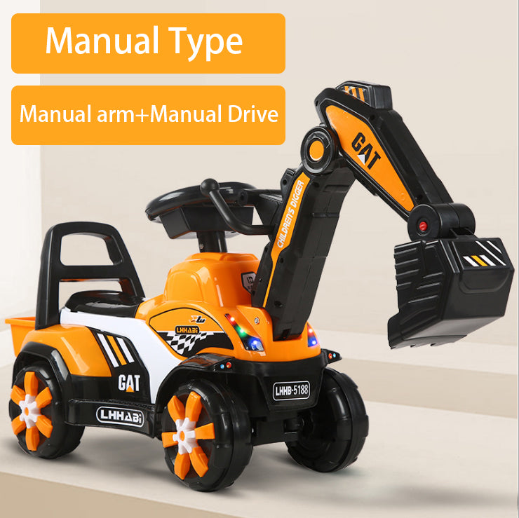 Rechargeable Electric Excavator Ride-On Toy – Manual & Battery Operated Digger for Kids, SG Local Delivery