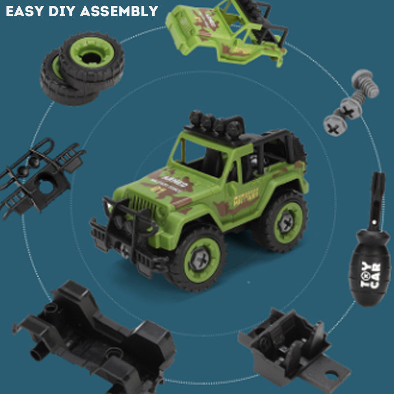 Children's Disassembly and Assembly Toy Car with Electric Screwdriver Screw Toy Engineering Vehicles Fire Trucks Police