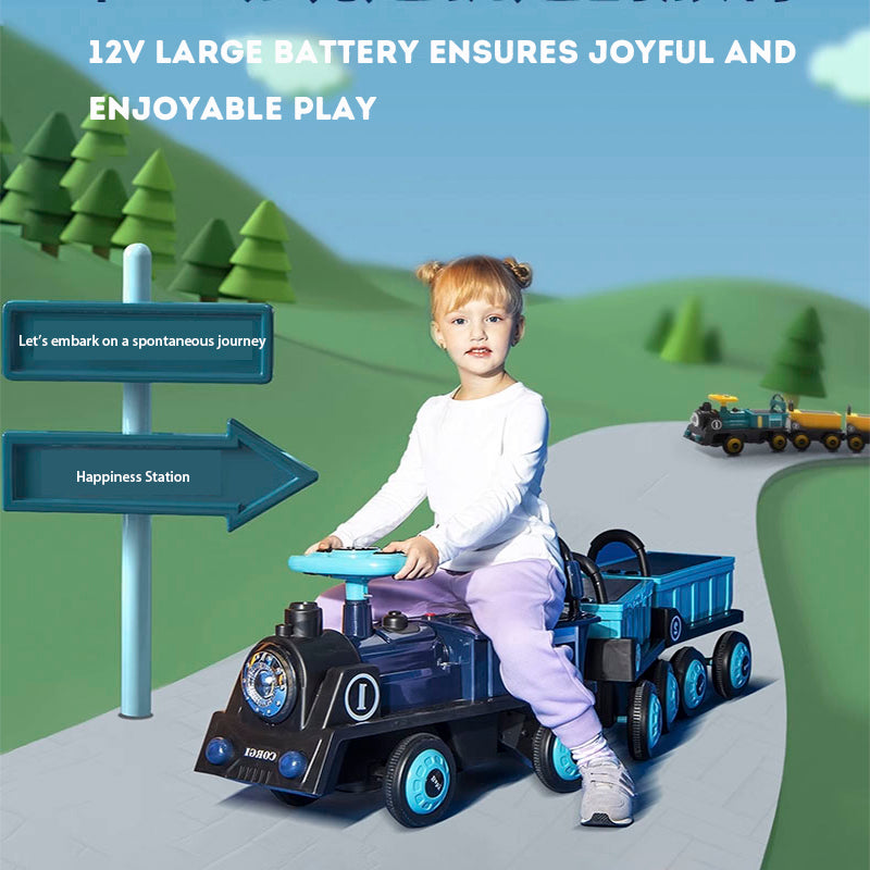 Children Electric Ride On Train Toy Remote Control Electric Train Double Seat Toy Car Sliding Car