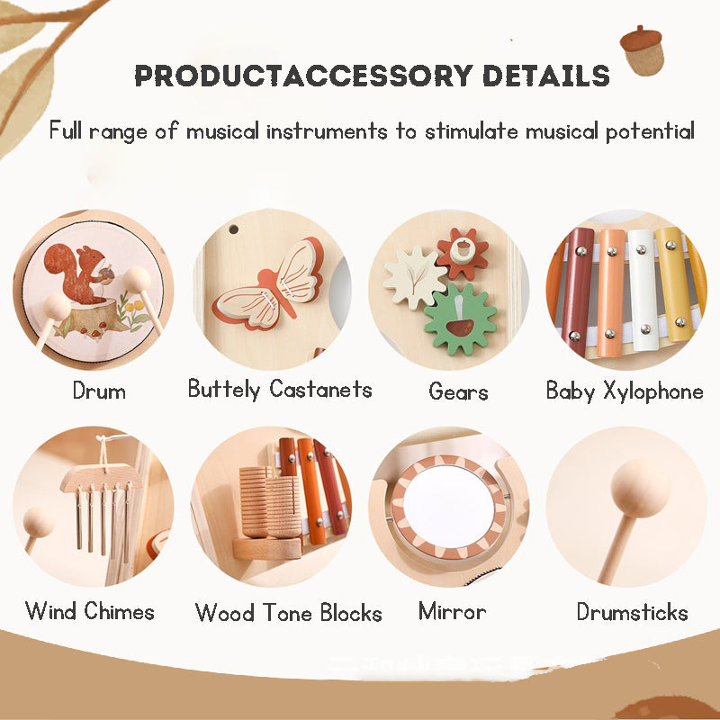 Musical Baby Walker Music Toys Push Toddler Car Baby Multi-Functional Early Education Wooden Toys