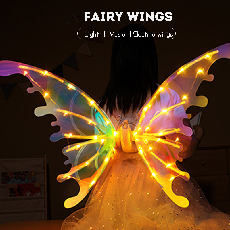 Girls Electric Light-Up Butterfly Wings Toy – Musical Fairy Wings with Lights | Christmas Costume & Performance Prop