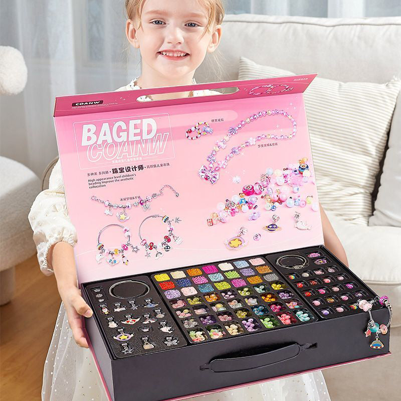 DIY Jewelry Gift Set for Girls – Bead Bracelet, Ring & Necklace Craft Kit with Accessories
