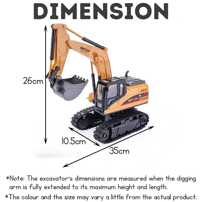 8-Channel Alloy Excavator Remote Control Toy – Rechargeable Wireless RC Digger Vehicle for Kids & Boys