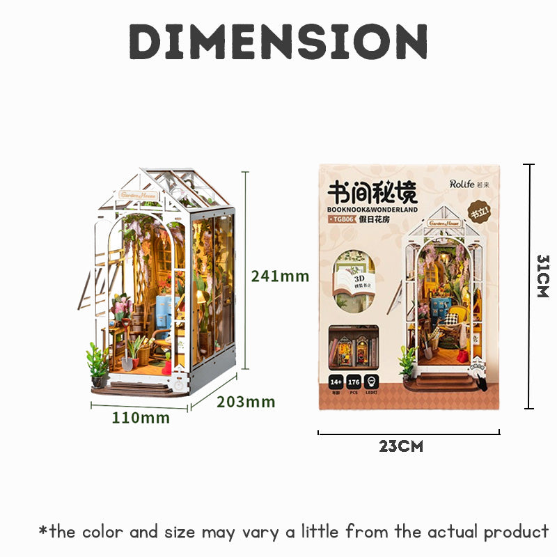 DIY Wooden Puzzle Miniature house Doll house 3D Book Nook Shelf Hand Made Toy