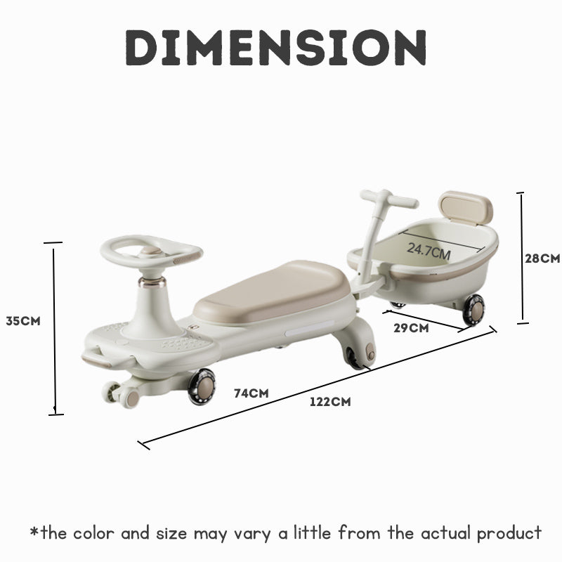 Kids Twisting Car Ride-On Toy – Baby Spinning Car with Music & Lights, Ideal Birthday Gift