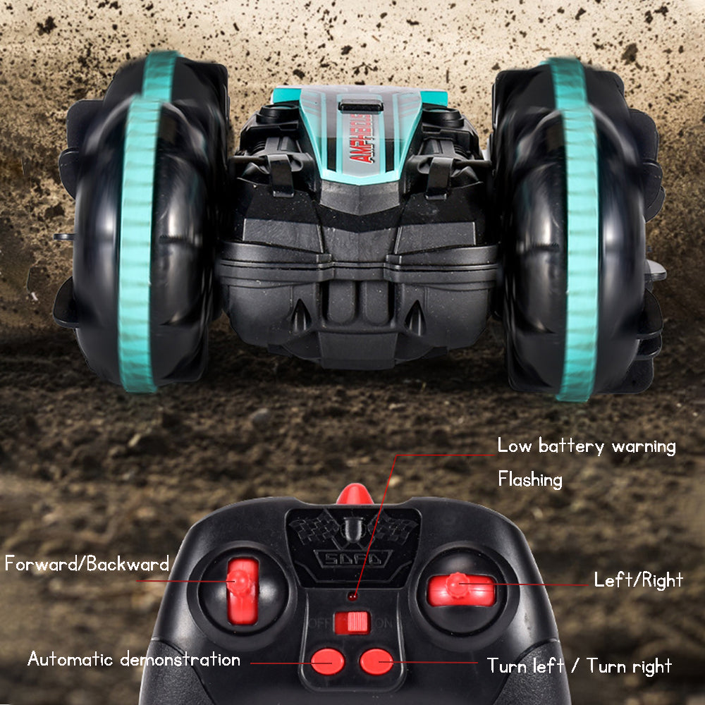 Kid's Remote Control Amphibious Stunt Vehicle 360 Degree Rotation Remote Control Car Toy Boys Birthday Gift