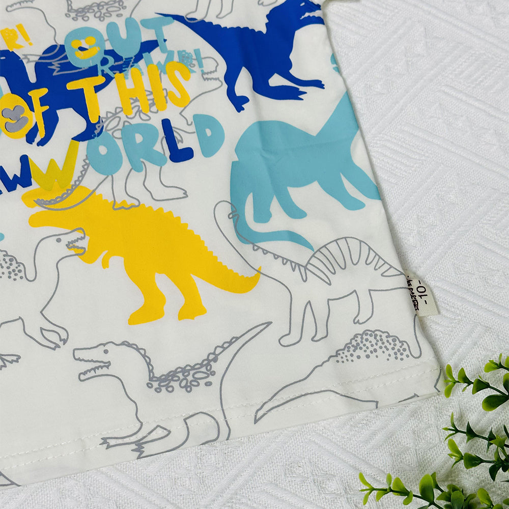 2023 Summer New Trendy Dinosaur Print Short Sleeve T-shirt for Boys, Round Neck