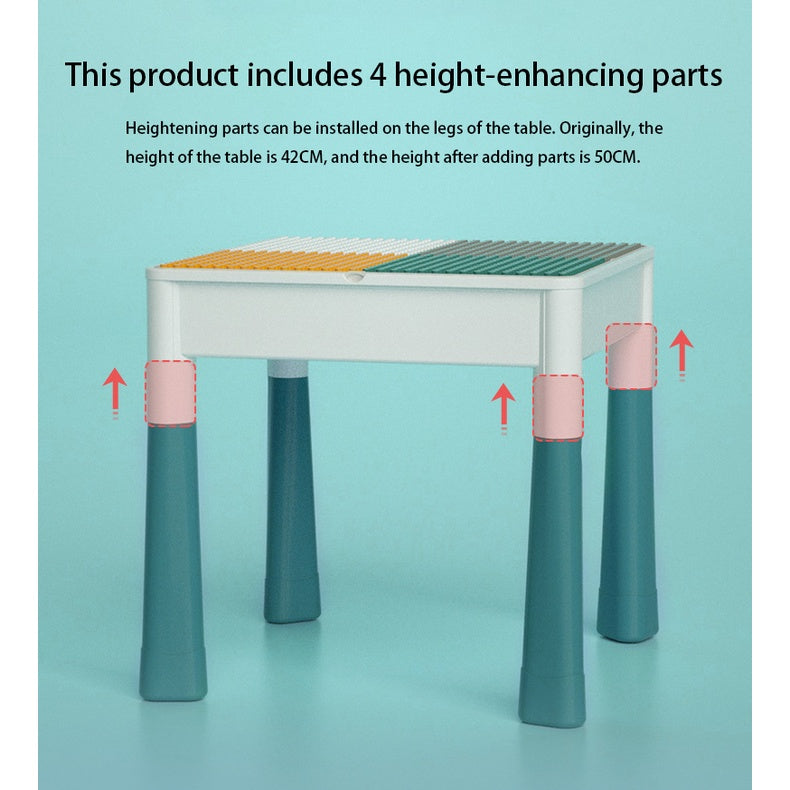 SG Delivery 5-in-1 Block Toy Table for Kids – Building Block Game Table, Study Desk, Storage, Dining & Sand Play Table
