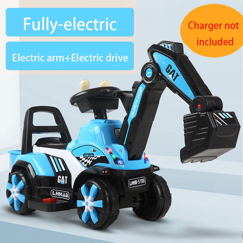 Rechargeable Electric Excavator Ride-On Toy – Manual & Battery Operated Digger for Kids, SG Local Delivery