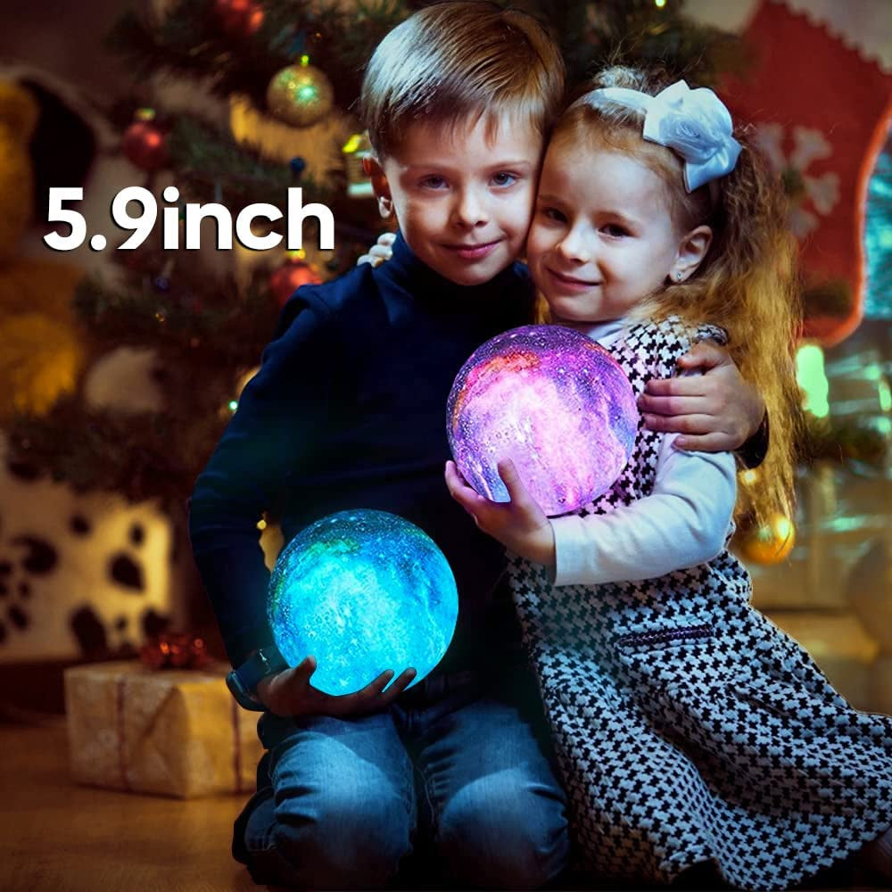3D Galaxy Moon Lamp – 5.9-Inch LED Moon Light with 16 Colors, Remote & Touch Control | Star Night Light for Kids & Home Decor