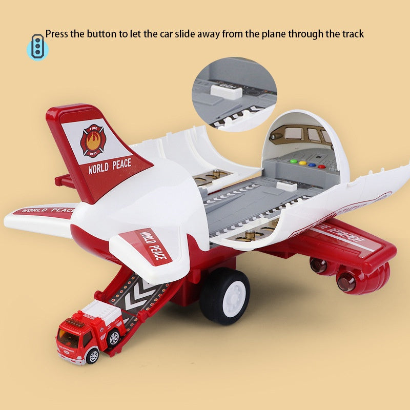 Transport Cargo Airplane Toy Playset with Music, Lights, and Mini Vehicle Cars