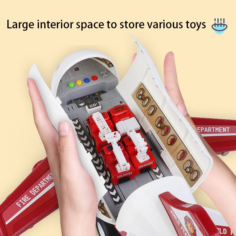 Transport Cargo Airplane Toy Playset with Music, Lights, and Mini Vehicle Cars