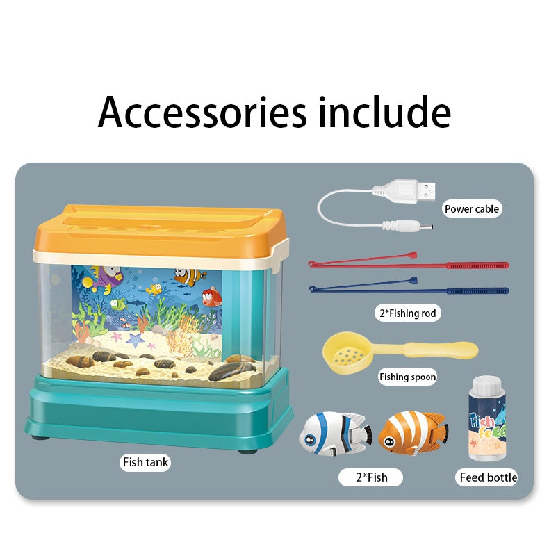 Simulated Fish Tank Toy for Kids – Fishing & Feeding Playset with Music, Lights & Water Circulation System