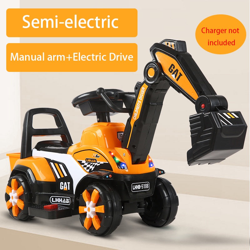 Rechargeable Electric Excavator Ride-On Toy – Manual & Battery Operated Digger for Kids, SG Local Delivery