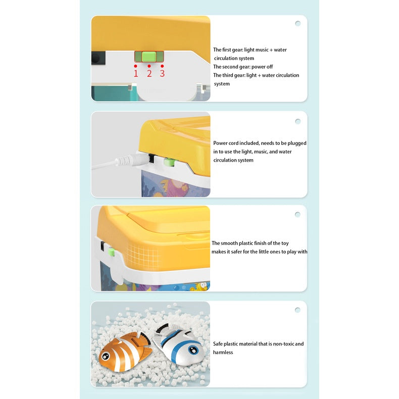 Simulated Fish Tank Toy for Kids – Fishing & Feeding Playset with Music, Lights & Water Circulation System