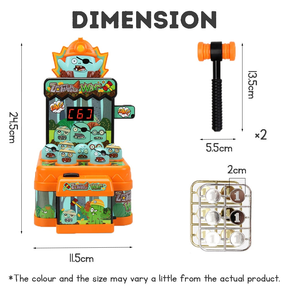 Cartoon Zombie Whack-a-Mole Toy – Mini Electronic Hammer Game for Kids | Fun Interactive Halloween Gift