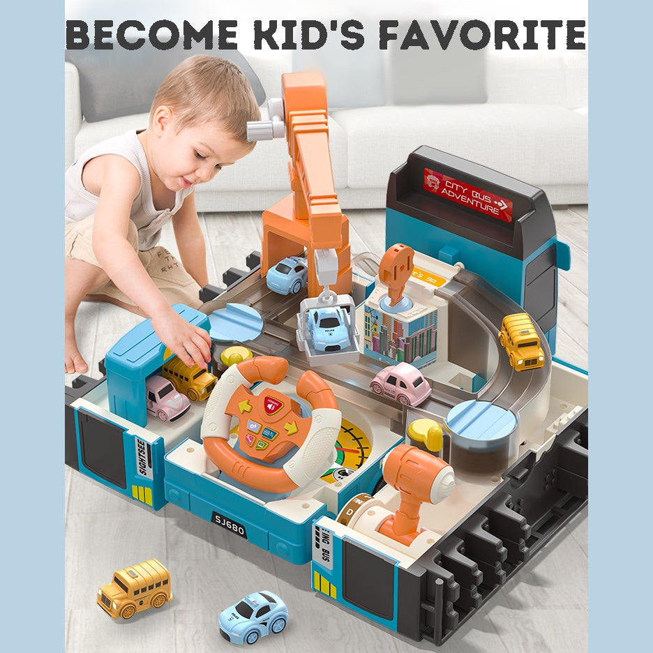 Kids Bus Toy with Sound & Light – Educational Steering Wheel Gear Toy with Music | Learning Vehicle for Toddlers