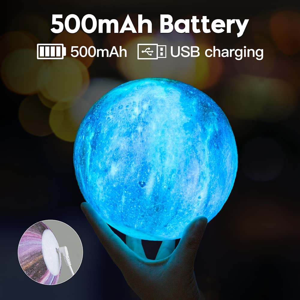 3D Galaxy Moon Lamp – 5.9-Inch LED Moon Light with 16 Colors, Remote & Touch Control | Star Night Light for Kids & Home Decor