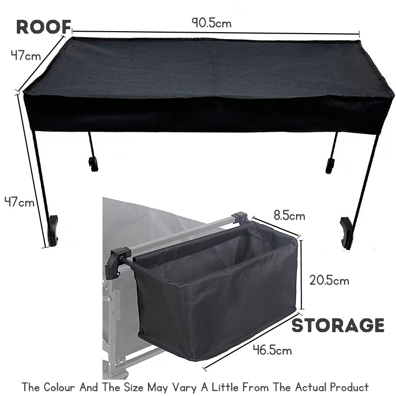 Collapsible Kids & Pets Wagon – Foldable Trolley with Telescopic Handle and Sunshade Canopy