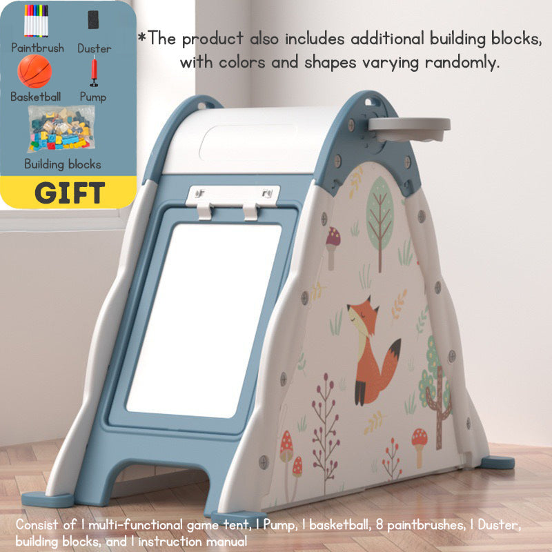 Kids Foldable Tent Playhouse - Multifunctional Indoor Toy for Drawing, Building Blocks & Play