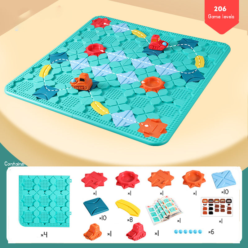 Building Maze Roadways for Toy Cars to Expand Kids Thinking and Cognitive Development