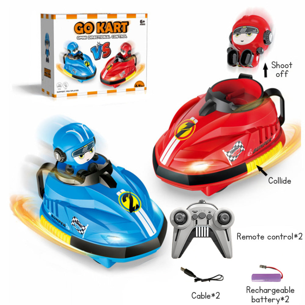 Kids Electric Remote Control Bumper Kart – 2-Player Ride-On Car Toy with Music | Birthday Gift for Boys