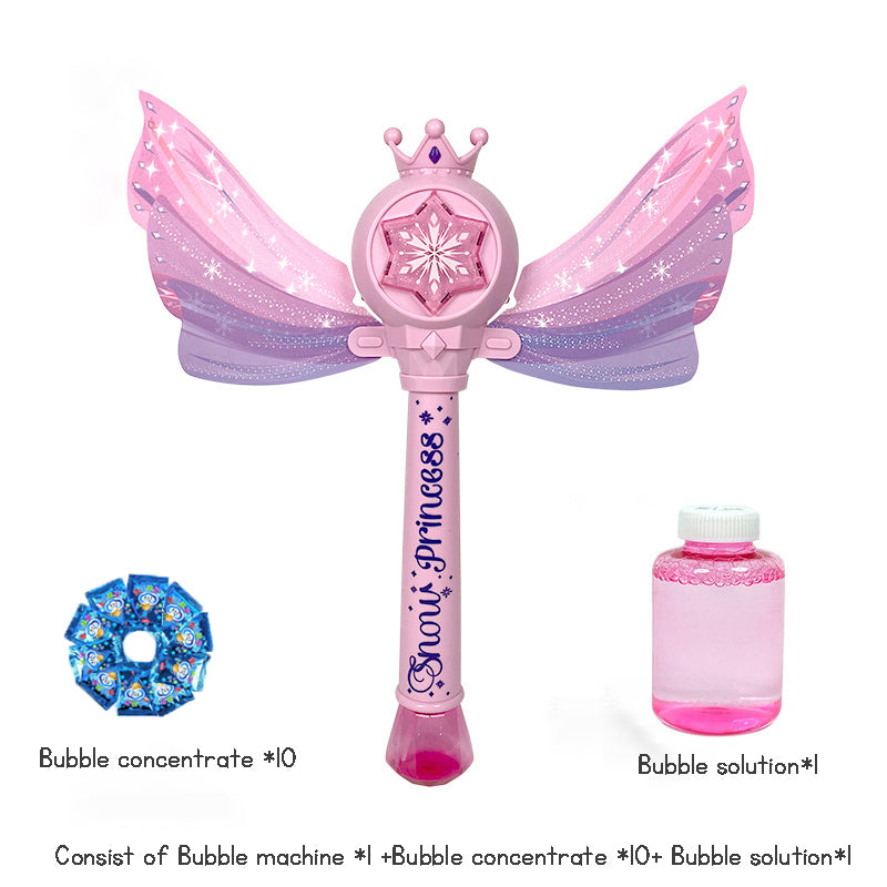 Princess Magic Wand Automatic Bubble Machine Handheld Glowing Music Fairy Wand Leak-proof Bubble Stick Dinosaur Bubble in Bubble Handheld Bubble Machine Fan Dinosaur Bubble Machine Summer Outdoor Bubble Gun Big Bubble Children's Toy